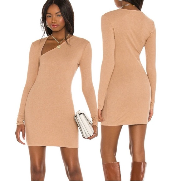 Michael Costello Dresses & Skirts - Michael Costello x REVOLVE Asym Ribbed Mini Dress Nude XXS